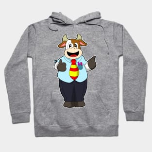 Cow as Teacher with Tie Hoodie